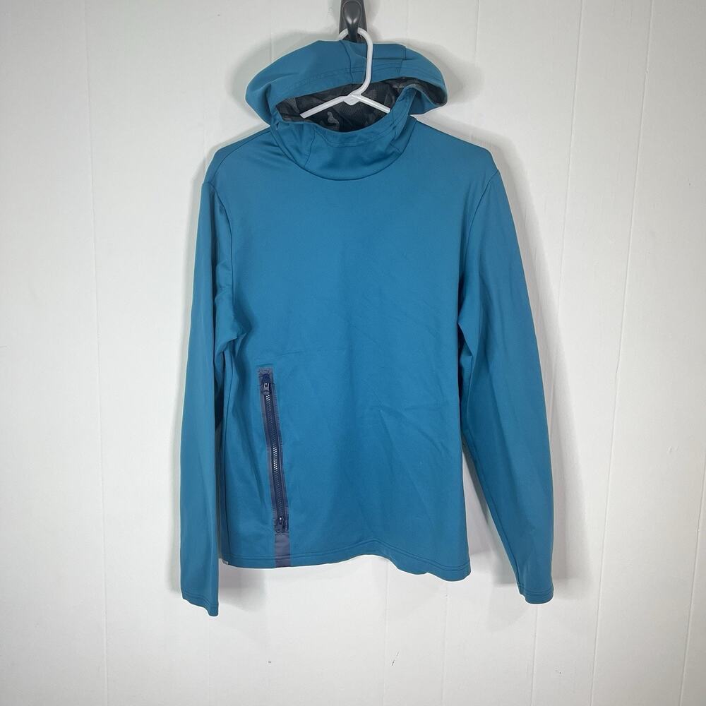 Greyson Clothiers Mens Teal Scuba Hooded Pullover Active Hoodie Size M Logo